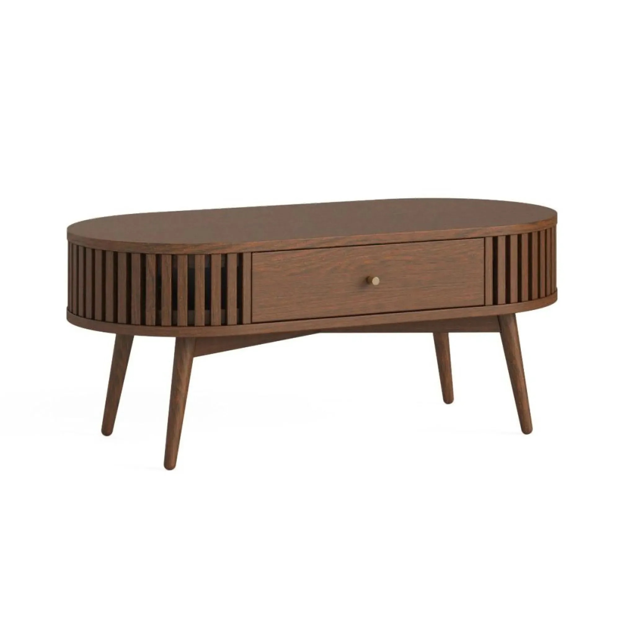 Soho Oval Coffee Table with Drawer - Dark Oak