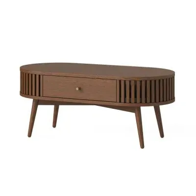 Soho Oval Coffee Table with Drawer - Dark Oak