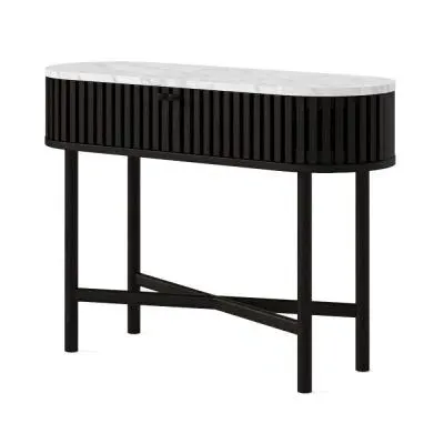 Soho Oval Console Table with Storage - Black, Marble image