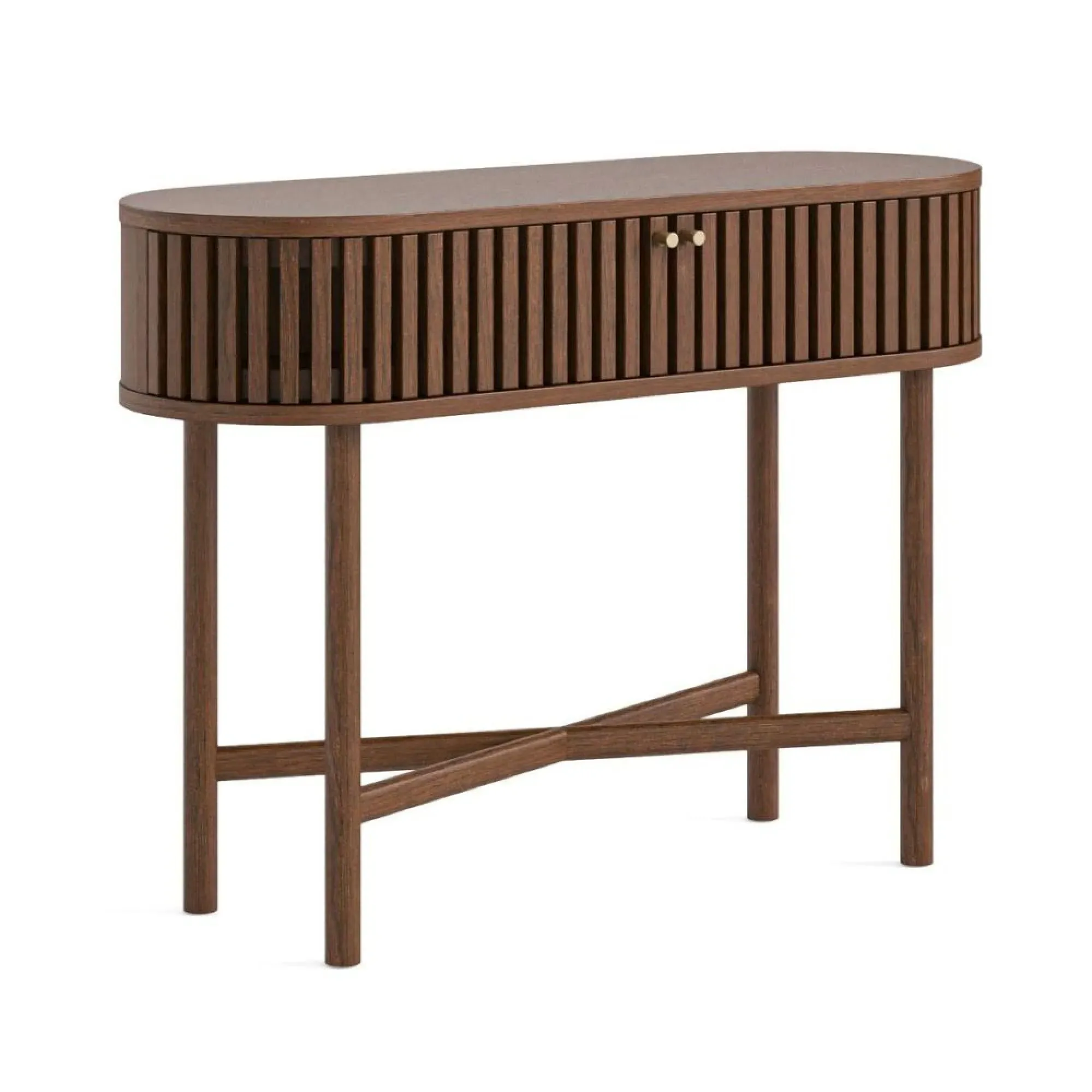 Soho Oval Console Table with Storage - Dark Brown, Oak