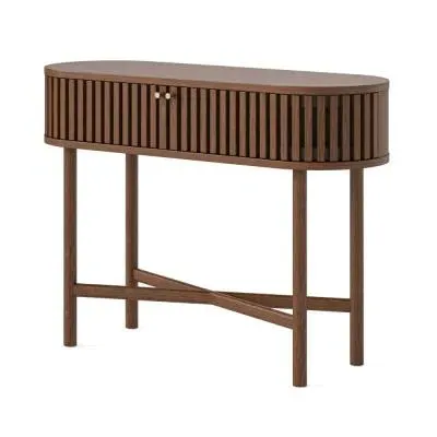 Soho Oval Console Table with Storage - Dark Brown, Oak image