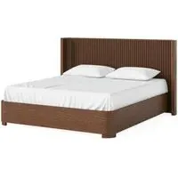 Soho Queen Size Slatted Bed Frame - Dark Brown, Oak