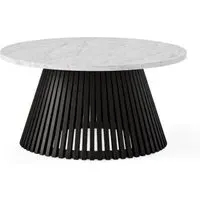 Soho Round Coffee Table with Marble Top - Black, Oak