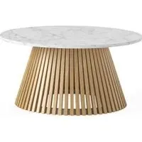 Soho Round Coffee Table with Marble Top - White, Oak