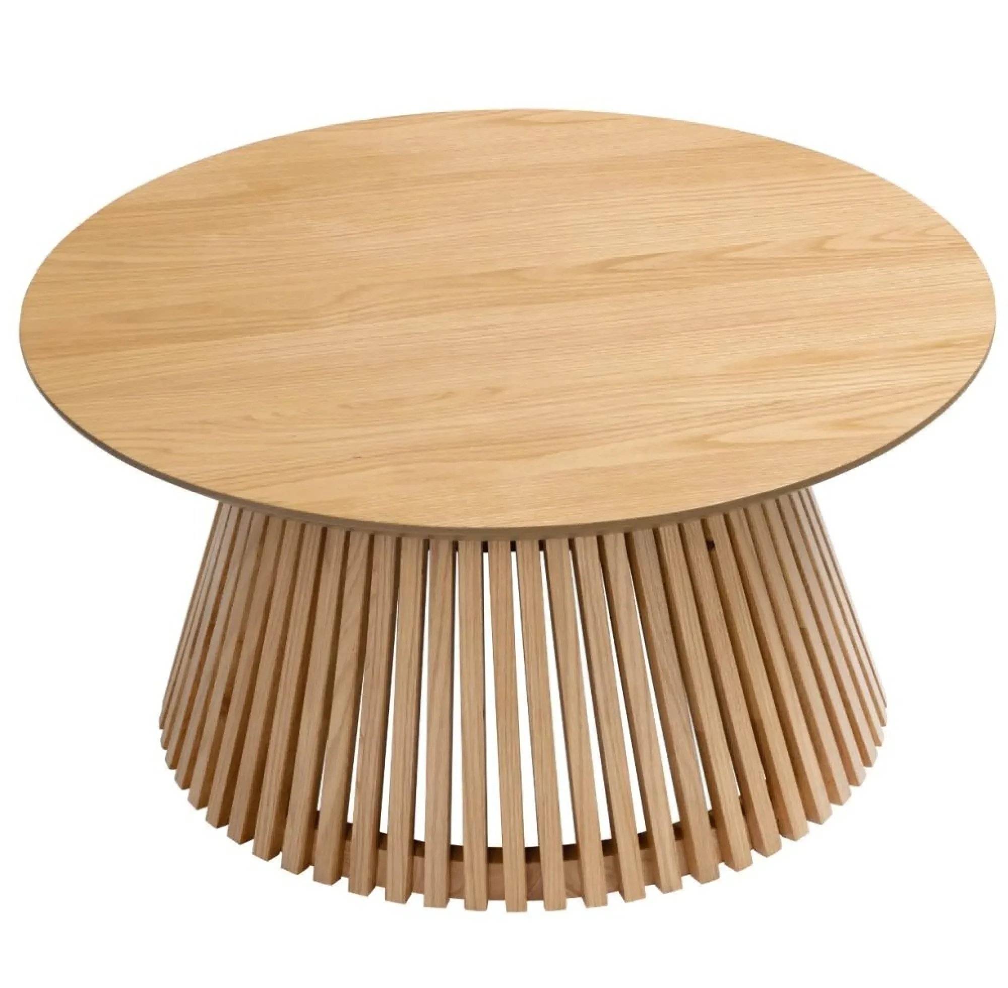 Soho Round Coffee Table with Slatted Base - Natural, Oak