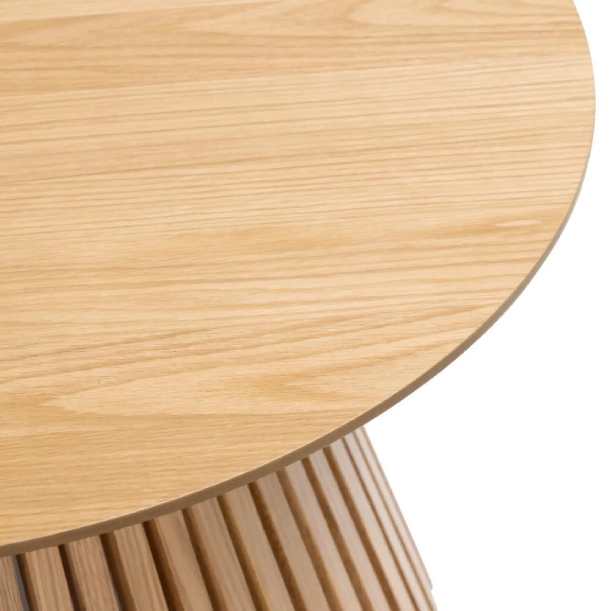 Soho Round Coffee Table with Slatted Base - Natural, Oak