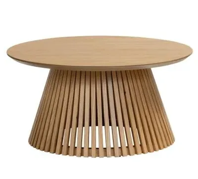 Soho Round Coffee Table with Slatted Base - Natural, Oak