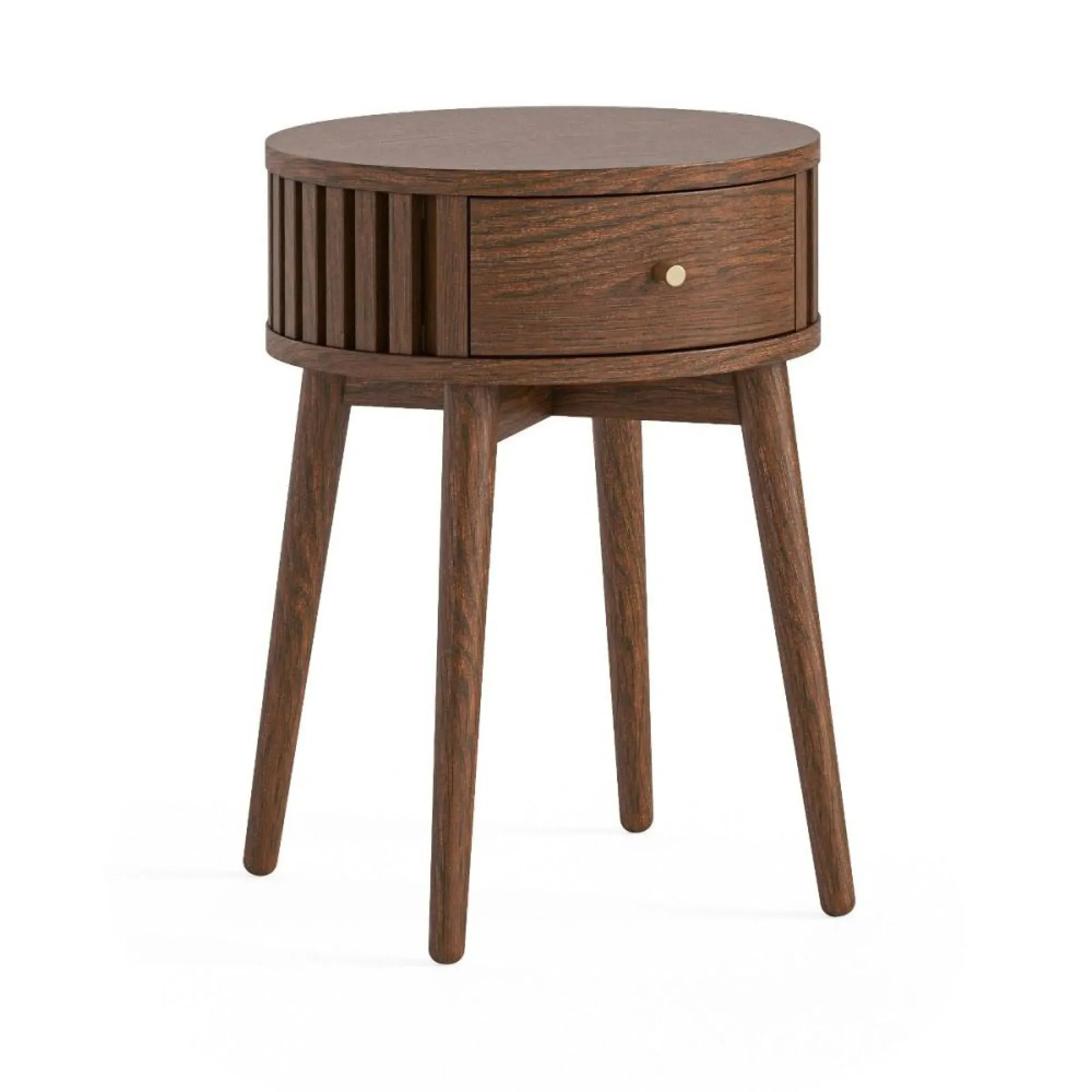 Soho Round Side Table with Drawer - Dark Brown