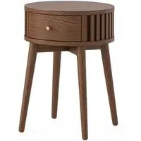 Soho Round Side Table with Drawer - Dark Brown