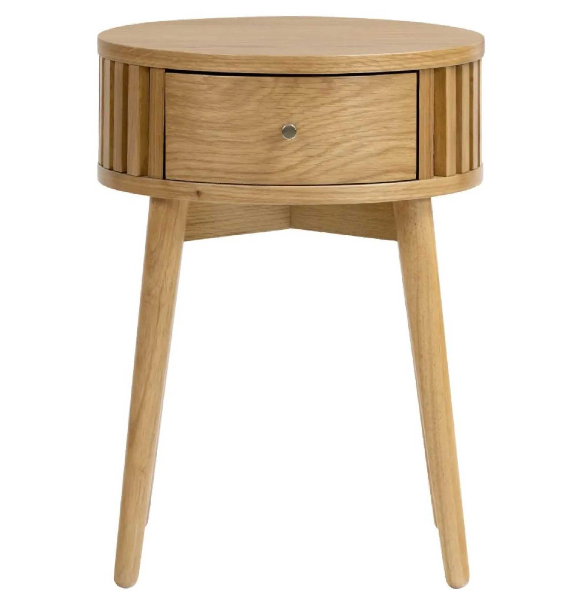 Soho Round Side Table with Drawer - Oak