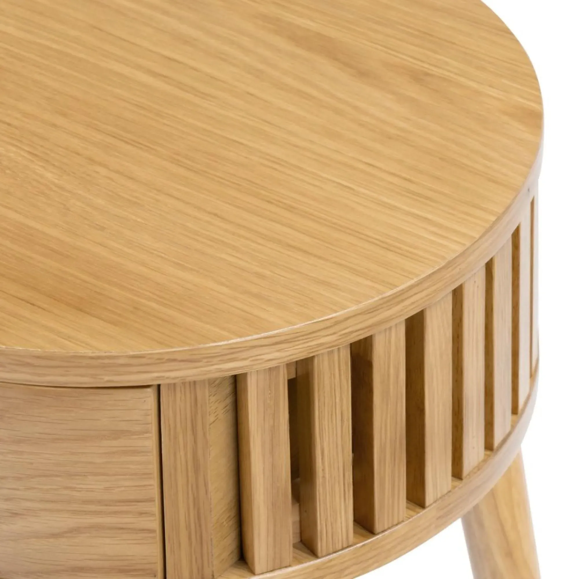Soho Round Side Table with Drawer - Oak