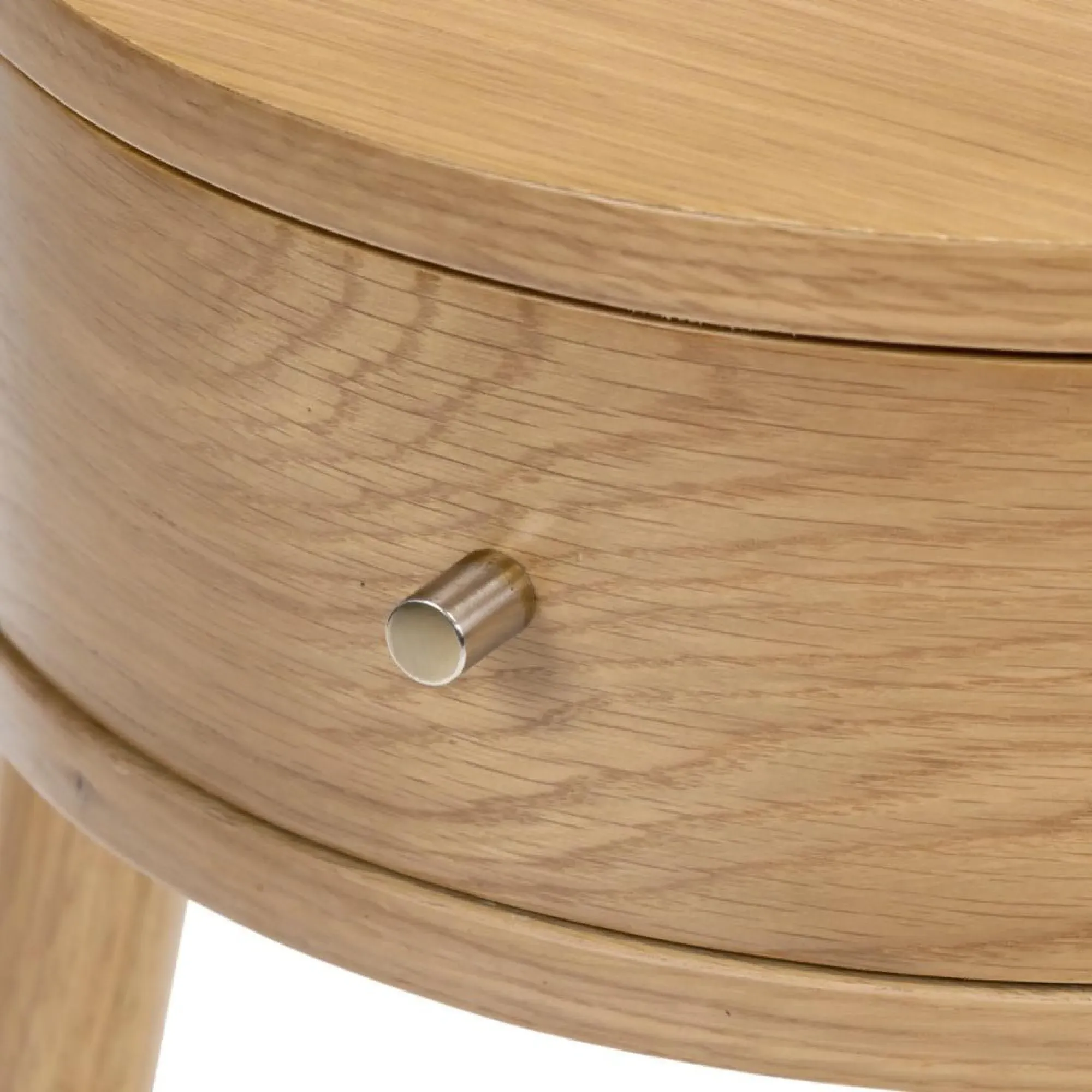 Soho Round Side Table with Drawer - Oak