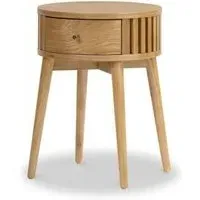 Soho Round Side Table with Drawer - Oak