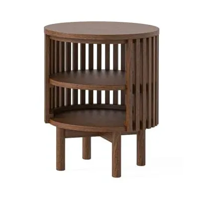 Soho Round Slatted Side Table - Dark Brown, Oak image