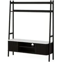 Soho Slatted Ladder TV Unit with Storage - Black, Oak