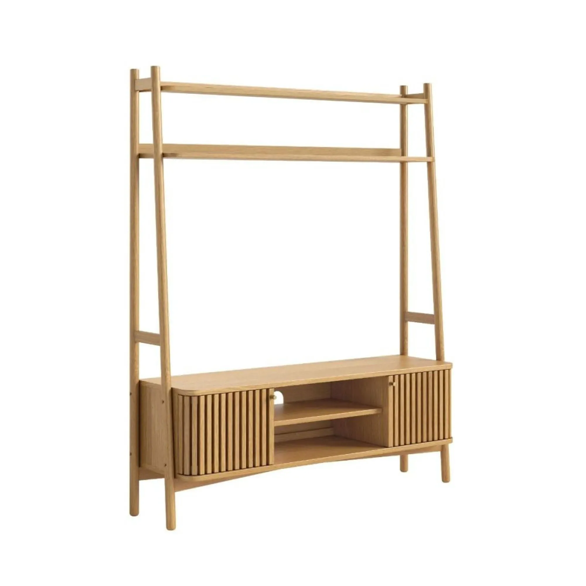 Soho Slatted Ladder TV Unit with Storage - Natural, Oak