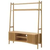 Soho Slatted Ladder TV Unit with Storage - Natural, Oak