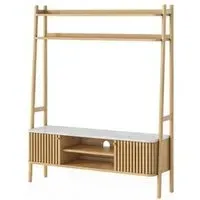 Soho Slatted Ladder TV Unit with Storage - Natural, Oak