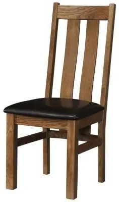 2 x Original Rustic Oak Arizona Slatted Back Dining Chair - Brown image