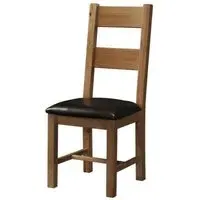 2 x Original Rustic Oak Ladder Back Dining Chair - Brown