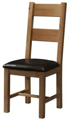 2 x Original Rustic Oak Ladder Back Dining Chair - Brown