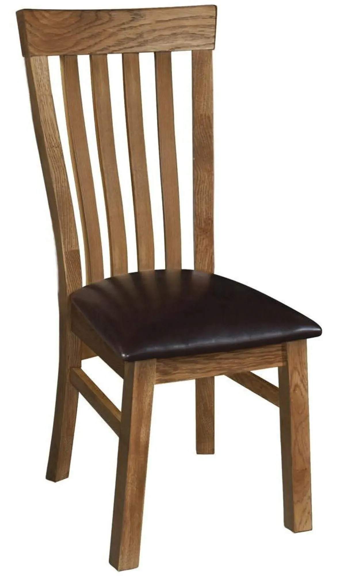 2 x Original Rustic Oak Toulouse Slatted Back Dining Chair - Brown