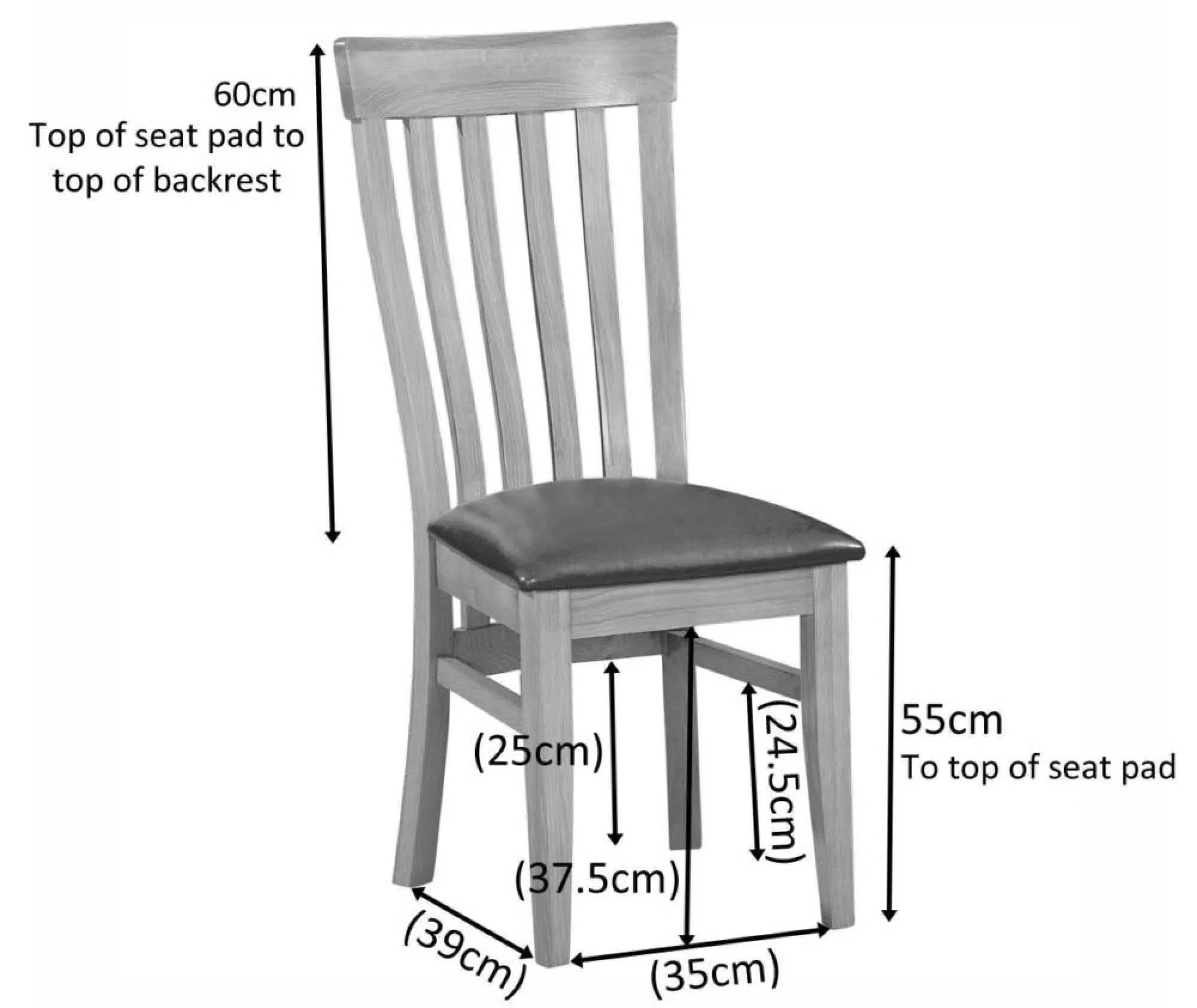 2 x Original Rustic Oak Toulouse Slatted Back Dining Chair - Brown
