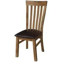 2 x Original Rustic Oak Toulouse Slatted Back Dining Chair - Brown