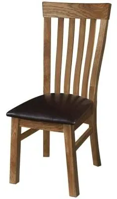 2 x Original Rustic Oak Toulouse Slatted Back Dining Chair - Brown