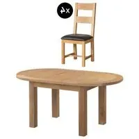 Appleby 4-6 Seater Oval Extending Dining Set with Ladder Back Chairs