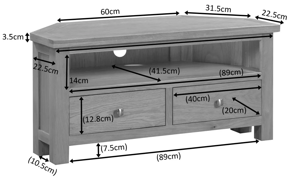 Appleby Oak 105cm Corner TV Unit - Light Oak