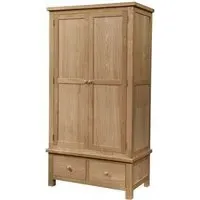 Appleby Oak 2 Door 2 Drawer Double Wardrobe - Light Lacquer, Oak