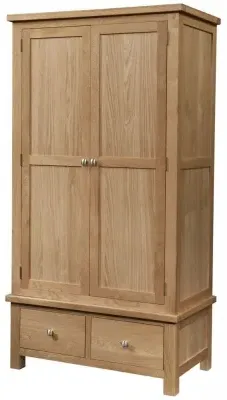 Appleby Oak 2 Door 2 Drawer Double Wardrobe - Light Lacquer, Oak image
