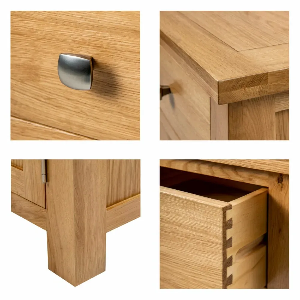 Appleby Oak 2 Door 2 Drawer Glazed Display Cabinet - Light Oak