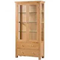 Appleby Oak 2 Door 2 Drawer Glazed Display Cabinet - Light Oak