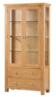 Appleby Oak 2 Door 2 Drawer Glazed Display Cabinet - Light Oak image