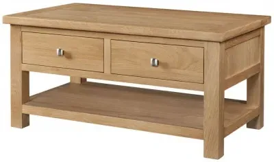 Appleby Oak 2 Drawer Coffee Table - Light Lacquer, Oak