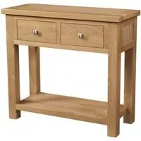 Appleby Oak 2 Drawer Console Table - Light Lacquer, Oak