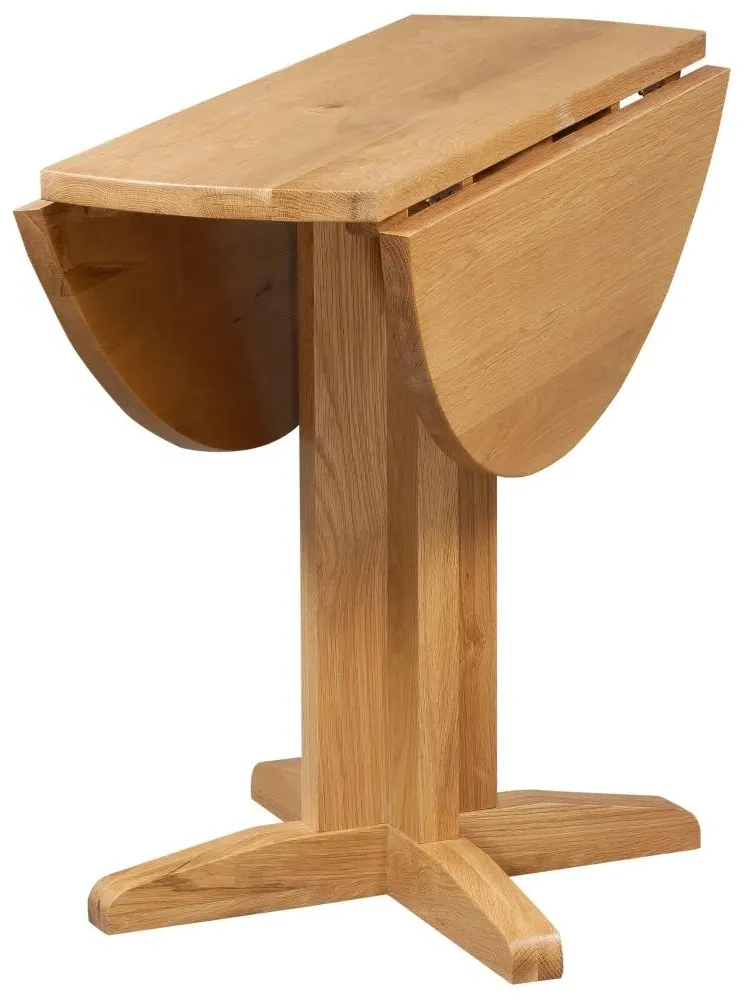 Appleby Oak 2-Seater Round Drop Leaf Dining Table - Light Lacquer