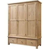 Appleby Oak 3 Door Triple Wardrobe - Light Lacquer, Oak
