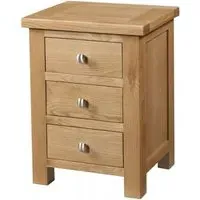 Appleby Oak 3 Drawer Bedside Cabinet - Light Lacquer