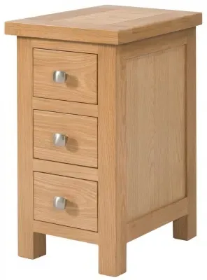 Appleby Oak 3 Drawer Compact Bedside Cabinet - Light Lacquer