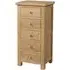 Appleby Oak 5 Drawer Narrow Chest - Light Lacquer, Oak