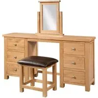 Appleby Oak 6 Drawer Dressing Table with Stool - Light Oak