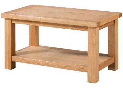 Appleby Oak 80cm Coffee Table with Shelf - Light Oak