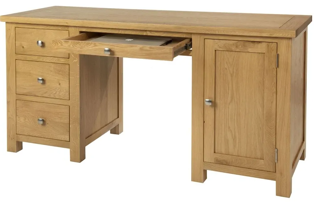 Appleby Oak Double Desk with Storage - Light Lacquer