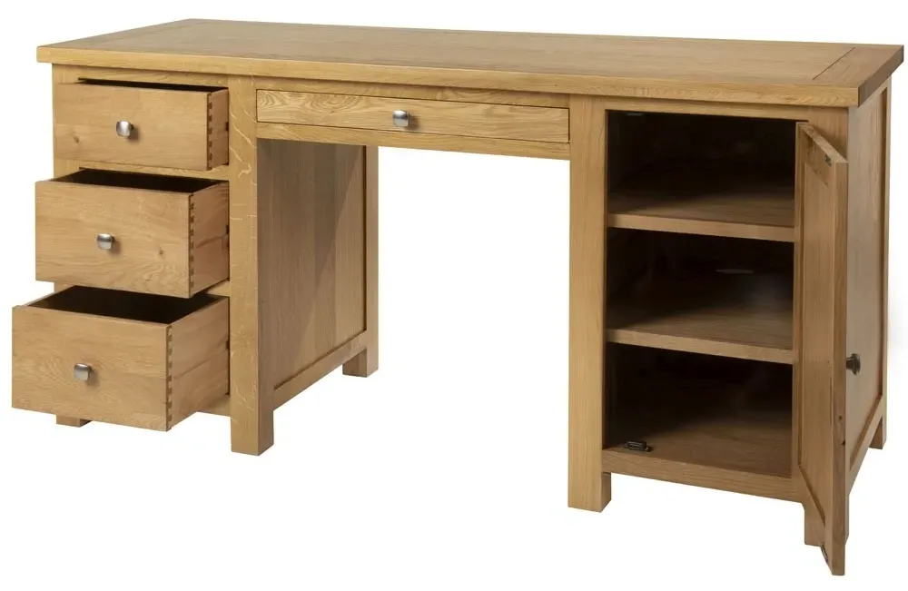 Appleby Oak Double Desk with Storage - Light Lacquer