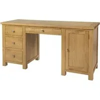 Appleby Oak Double Desk with Storage - Light Lacquer