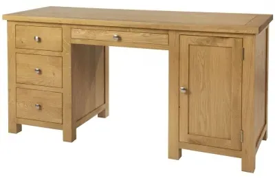 Appleby Oak Double Desk with Storage - Light Lacquer image