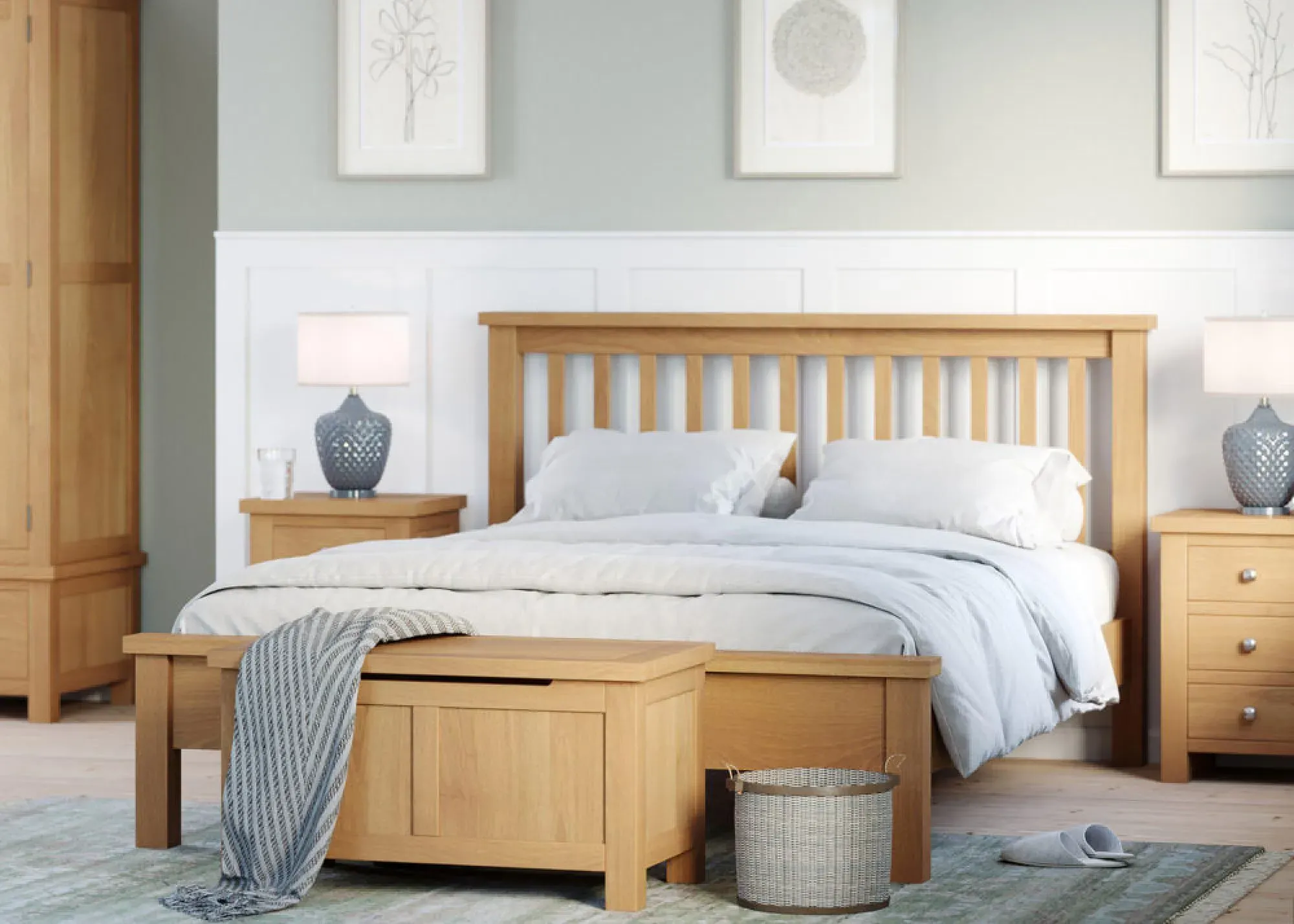 Appleby Oak Slatted Bed - Brown